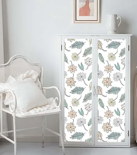 Miniatura 2 de TAOGIFT Papel tapiz de hojas florales para despegar y pegar, papel de contacto floral grueso y colorido para revestimiento de estantes, cajón