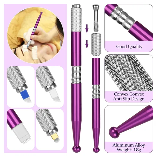 Miniatura 2 de Kit de microblading para cejas, Atomus Eyebrow Micro Needling Pen Set con tinta de pigmento soporte para tazas de 14 pines, envolturas de plástico