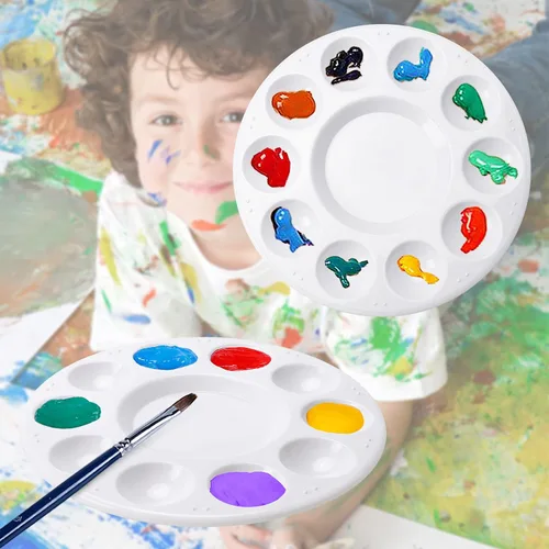 Miniatura 6 de Paquete de 12 paletas de bandejas de pintura, paleta de pintura, paletas de pintura de plástico para niños en proyectos escolares o clase de arte