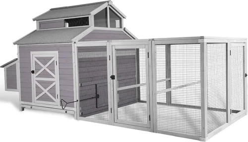 GUTINNEEN Gallinero grande para gallinero para 8-10 pollos, jaula de madera para aves de corral con caja de corral y anidación de 115 pulgadas