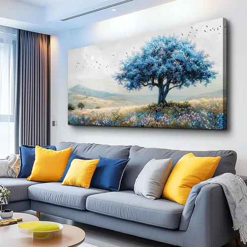 Miniatura 10 de KELIYUAN Arte de pared para sala de estar, lienzo decorativo de pared para dormitorio, oficina, decoración de pared de océano azul, imágenes de olas