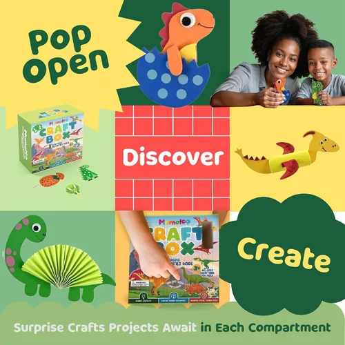 Miniatura 3 de Mumaloo Caja de Manualidades de Dinosaurios - 10 Artes y Manualidades Creativas para Niños de 4 a 8 Años, Divertido, Sin Desorden, Kit Educativo