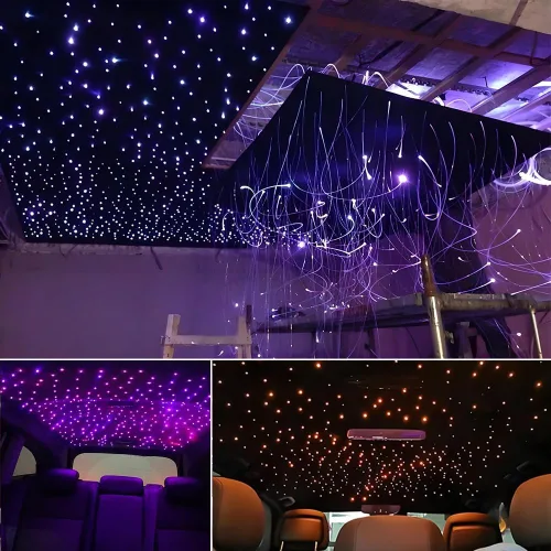Miniatura 6 de AKEPO Luces de fibra óptica parpadeantes RGBW de 16 W, 550 piezas de fibras ópticas de 13.1 pies/13.1 ft 0.03 pulgadas + RGBW+música