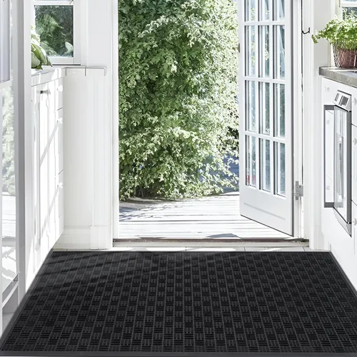 Miniatura 7 de Mibao Tapete para puerta delantera, resistente y duradero, tapete de bienvenida para interiores y exteriores, atrapador de suciedad, impermeable