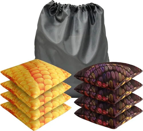 Juego de 8 bolsas de cornhole reguladoras, doble costura, bolsas estándar de maíz para lanzar todas las edades