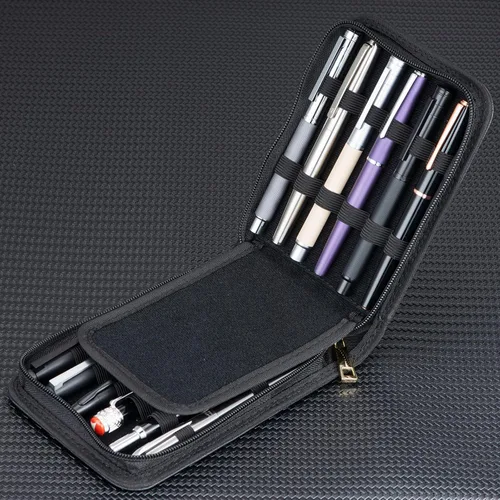 Miniatura 5 de Lanxivi 12 Estuche para pluma estilográfica, color negro, café, piel sintética, organizador Pourch Gag