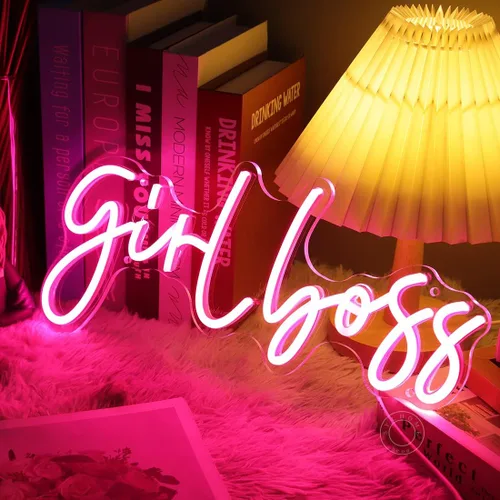 Miniatura 8 de SYLHOME Letrero de luz LED de neón Pink Girl Boss Cool Girls Dormitorio Escritorio Decoración de pared Señales Boss Lady Babe Cumpleaños Navidad
