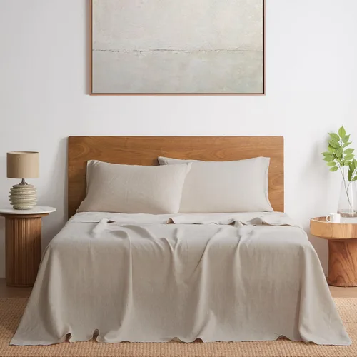 DAPU Pure Linen Sheets Set - Juego de sábanas de lino puro, 100% lino francés de Normandía, transpirable y duradero para personas que duermen con