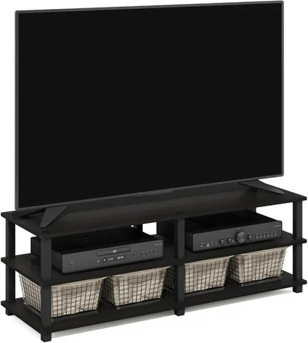 Furinno TURN-S-TUBE - Soporte para TV, centro de entretenimiento de 3 niveles sin herramientas, consola de TV para televisores de hasta 46 pulgadas,
