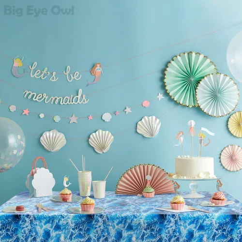 Miniatura 4 de Mantel de plástico con estampado de olas del océano azul bajo el mar, para playa, piscina, fiesta de cumpleaños, suministros de decoración