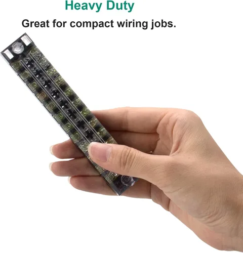 Miniatura 7 de Bloque de terminales y tira – 5 bloques de terminales de tornillo de doble fila de 12 posiciones de 600 V 15 A con cubierta + 10 tiras de puente