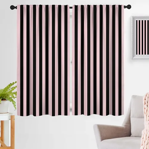 Miniatura 22 de zokyer Cortinas de ventana a rayas beige crema, modernas rayas verticales de 63 pulgadas de largo, 2 paneles, cortinas bohemias neutras para niños