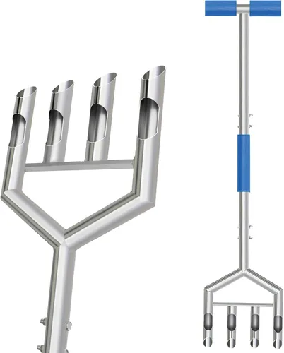 Herramienta de aireación manual para césped, herramienta de aireación de césped con 4 dientes huecos, aireador de suelo de mano para el cuidado del