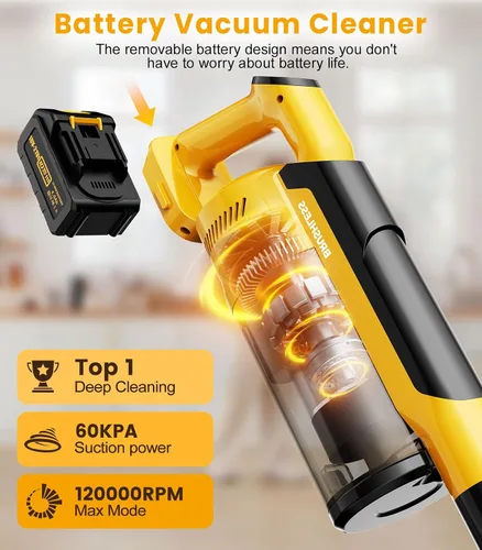 Miniatura 2 de qimedo V1 - Aspiradora inalámbrica con batería adicional de 8000 mAh, aspiradora sin escobillas de 700 W para el hogar, aspiradora eléctrica 6 en 1