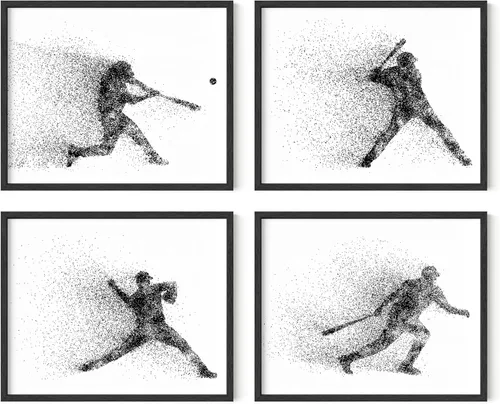 Miniatura 10 de Impresiones artísticas de pared de béisbol, juego de 4 pósteres de béisbol sin marco, decoración de habitación para hombres, niños y adolescentes
