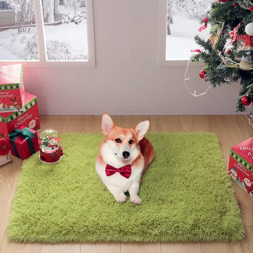 Miniatura 2 de Merelax Alfombra Moderna Suave y Esponjosa Shaggy para Dormitorio Sala de Estar Decoración de Sillas Pequeñas Alfombras Tapetes para Pies Piso, Verde