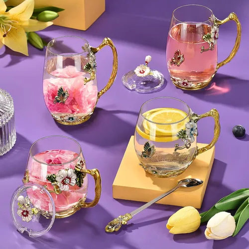 Miniatura 3 de Regalos de cumpleaños para mujeres de Wisolt, regalos del día de la madre para mamá, taza de té de vidrio esmaltado, regalos para su mamá, abuela