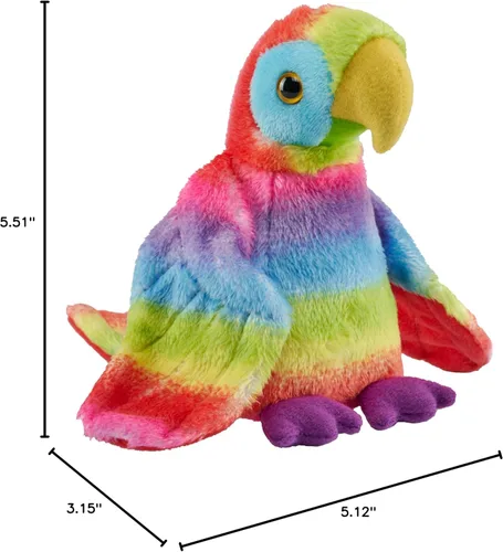Miniatura 2 de Wild Republic Pocketkins - Guacamayo ecológico arcoíris, animal de peluche, 5 pulgadas, hecho de materiales reciclados, respetuoso con el medio