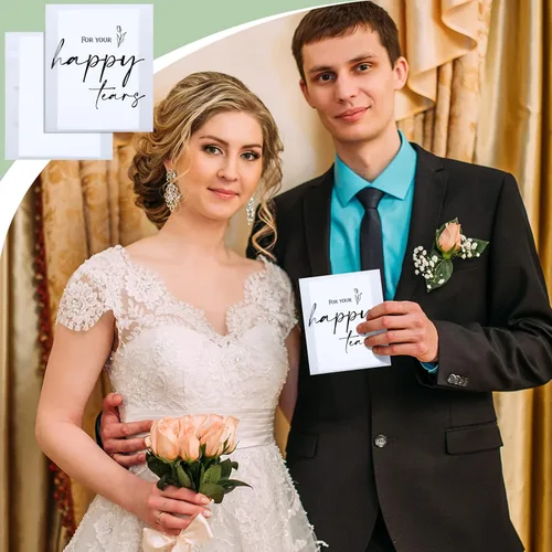 Miniatura 6 de Eaasty Paquete de 90 pañuelos Happy Tears para boda, 3 capas, pañuelos de boda para invitados, tamaño de viaje, papel facial a granel, bolsas