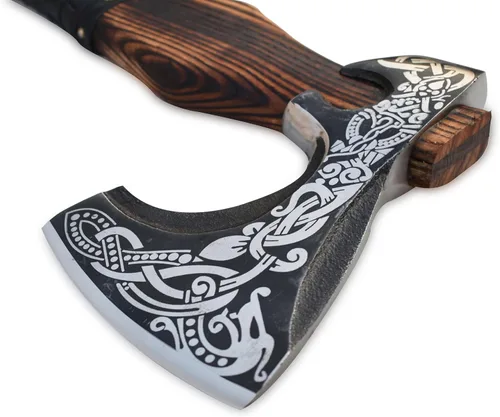 Exquisita hacha vikinga hecha a mano, ideal para coleccionistas y entusiastas | Auténtica, artesanal | Hacha de estilo medieval con acero de alto