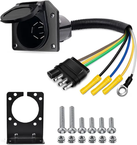 Miniatura 12 de Nilight Kit de arnés de cableado de enchufe de remolque de 7 pines 55243 para lado del vehículo, 7 vías, tipo RV, enchufe USCAR, compatible con Ford