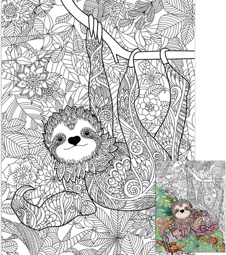 Póster gigante de mandala para colorear para niños y adultos, hojas de perezoso para colorear de 39.37 x 51.96 pulgadas, póster de mandala para
