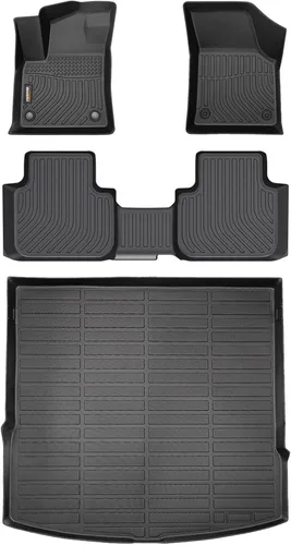 Miniatura 32 de Alfombrillas para todo tipo de clima y forro de carga para Volkswagen Atlas 2018-2025 (asiento de cubo de 6 pasajeros), juego completo de 3 filas