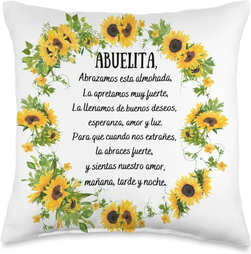 Regalos para Abuelita Abuelita Best Gifts Almohada Abuela Regalo para Abuelita Flores Throw Pillow 16x16, Multicolor
