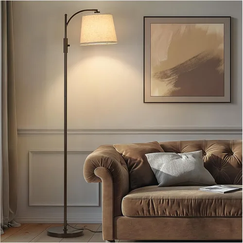 Miniatura 12 de AIDENOEY Lámpara de pie completamente regulable para sala de estar, lámpara de pie con interruptor giratorio y pantalla de mesa y lino beige, Negro
