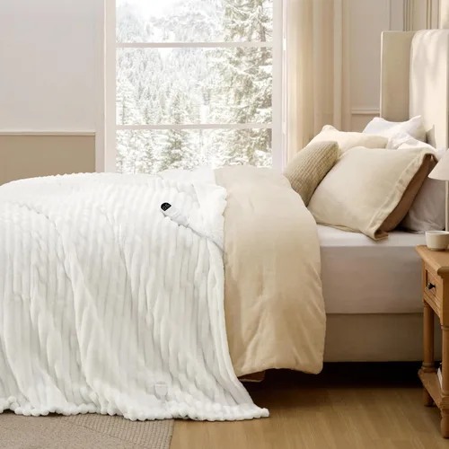 Miniatura 9 de Bedsure Manta eléctrica individual – Manta eléctrica de franela gruesa a rayas, calefacción con 6 ajustes de tiempo (hasta 10 horas), 6 ajustes