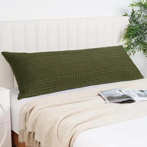Miniatura 70 de PHF Fundas de almohada con tejido de gofre de 24" x 24", paquete de 2, funda de almohada cuadrada 100% algodón para decoración de ropa de cama, sin