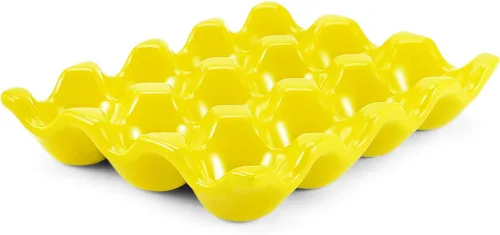 Miniatura 12 de Flexzion Organizador de huevos cerámico para nevera - Bandeja de huevos de 6 tazas, contenedor de porcelana para media docena, organizador de Gris