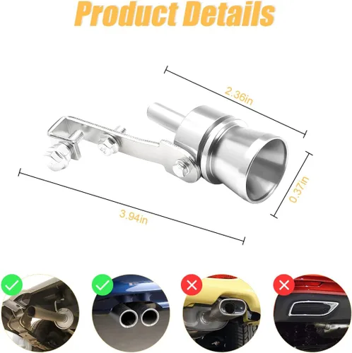 Miniatura 2 de 2 piezas de simulador de silbato de sonido turbo, resonador de válvula de soplado de aleación de aluminio para escape de auto, silbato de cola