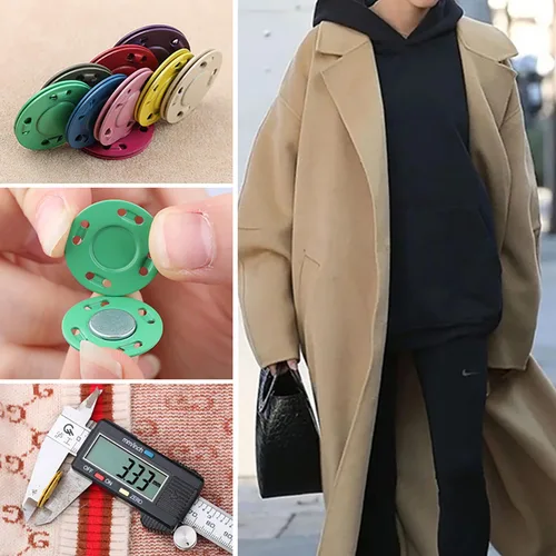 Miniatura 5 de Juego de 6 botones magnéticos, suministros de costura, hebilla magnética de metal, 3 pares de botones invisibles a presión para ropa, abrigo, Verde