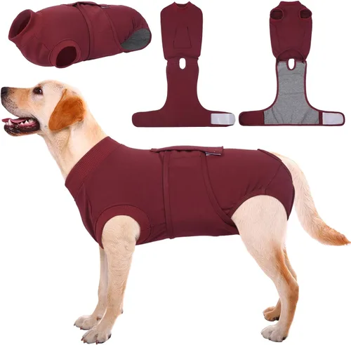 Kuoser Traje de recuperación de cirugía para perros, traje de recuperación para perros machos hembras, mameluco para perro después de la cirugía,