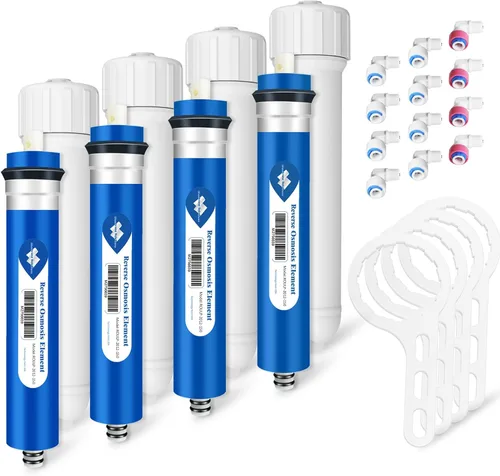 Miniatura 12 de Membrane Solutions Membrana RO de 400 GPD, membrana de ósmosis inversa con carcasa de membrana, accesorios de conexión rápida de 1/4 pulgadas