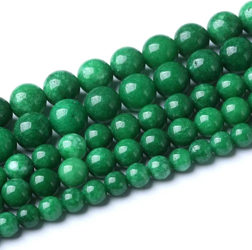 Miniatura 2 de 60 piezas de cuentas de jade verde natural de 15⁄64 pulgadas (6 mm) con cuentas de jade de nube verde redondas, piedras preciosas sueltas de cristal