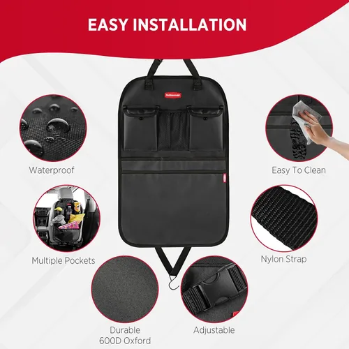 Miniatura 2 de Rubbermaid Organizador de coche para asiento trasero, alfombrillas y protector de respaldo de asiento, organizador de automóvil para niños con 6