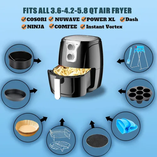 Miniatura 4 de Accesorios para freidora de aire Ninja Chefman COSORI Ninja Gourmia Dash Power XL 3.6 4.2 5.8QT, 12 piezas de accesorios para freidora de aire