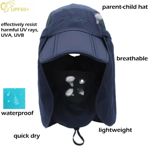 Miniatura 2 de Sombrero de sol transpirable de ala ancha UPF 50+ con solapa para el cuello, protección UV, gorra de secado rápido para verano, pesca al aire libre