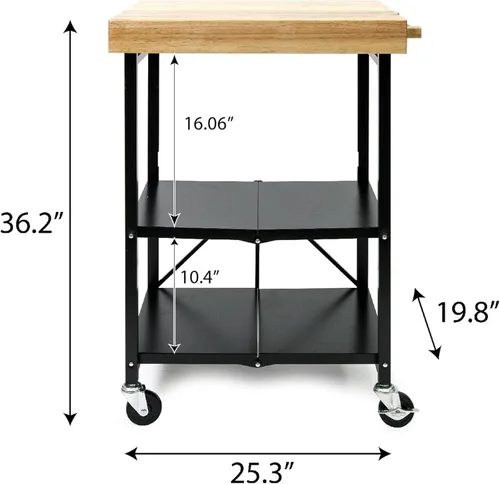 Miniatura 3 de Carrito de Cocina Plegable Origami sobre Ruedas, Carrito Rodante Plegable de 3 Niveles - Carrito al Aire Libre para Chefs para Vino y Comida