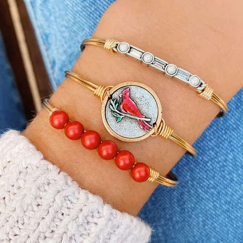 Miniatura 7 de Luca + Danni Red Cardinal Bangle Bracelet, Spiritual Jewelry Gift for Women, Girls, Wear as Single or for Stacking - Made in USA