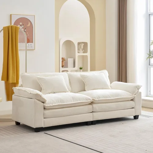 Miniatura 35 de Oprisen Sofá Seccional Modular, Cómodo Cloud Couch Sofá Seccional, Sofá Cama de Chenilla con Asiento Profundo con Almohadas Decorativas para Sala