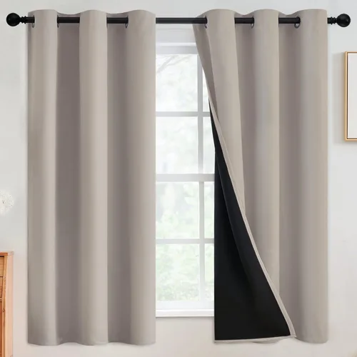 Miniatura 40 de SimpleHome - Cortinas opacas 100% para recámara, cortinas de ventana con ojales beige, con aislamiento térmico, cortinas de oscurecimiento