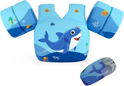 Miniatura 23 de DOOHALO Flotadores de natación para niños de 28 a 70 libras, chaleco flotante de hombro para niños de 2 a 8 años de edad, para niños y niñas, bebés
