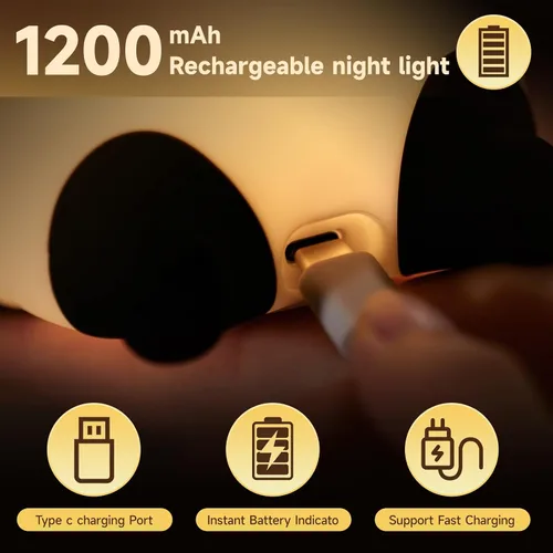 Miniatura 5 de Linda lámpara de pato, divertida luz nocturna de pato plano acostado, lámpara LED blanda novedosa de animales, luz nocturna para bebés pequeños