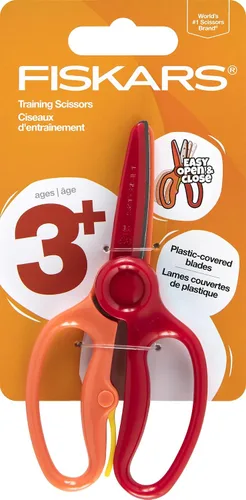 Miniatura 13 de Fiskars - Tijeras de entrenamiento para preescolares de 3 años en adelante (paquete de 3), tijeras de seguridad para niños pequeños con palanca