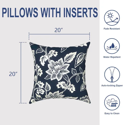 Miniatura 913 de Juego de 2 almohadas para exteriores de 16 x 16 pulgadas, repelentes al agua con interiores, para muebles de patio, hogar, jardín, geometría bohemia