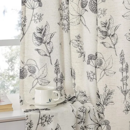 Miniatura 21 de FMFUNCTEX Cortinas de Nivel de Cocina Verde y Blanco de 24 Pulgadas de Largo con Estampado de Flores, Cortinas de Media Ventana para Baño