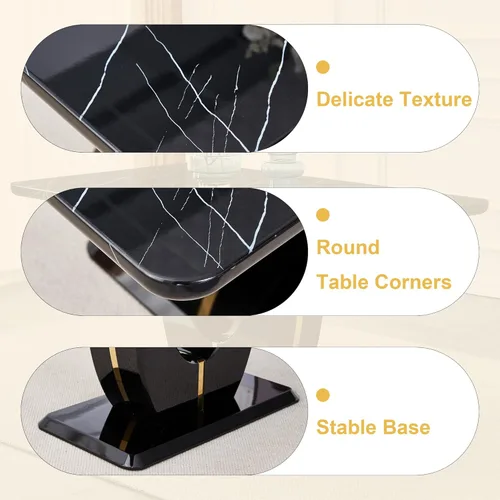 Miniatura 6 de Juego de 6 sillas de mesa de comedor para 6, juego de 6, moderno juego de comedor con mesa de comedor de mármol de 63 pulgadas, sillas tapizadas